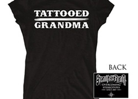 Womens Junior Plus Tattooed Grandma by Steadfast Design Black T Shirt