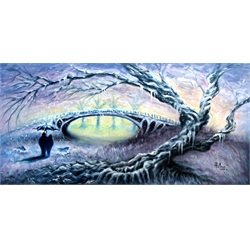 Central Park by Bobby Holland New York Winter Bridge Canvas Art Print