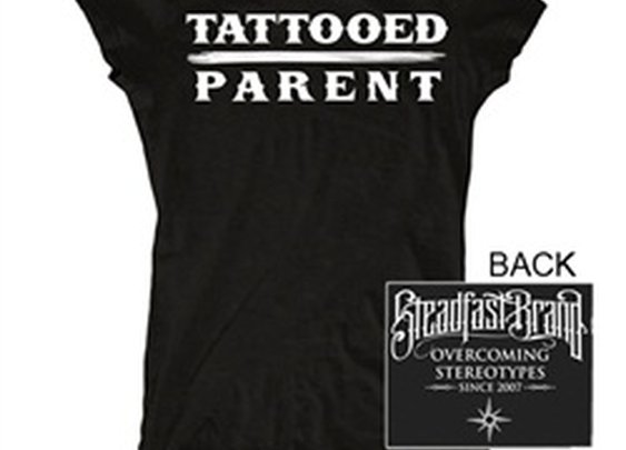 Womens Junior Tattooed Parent by Steadfast Brand Design Black T Shirt