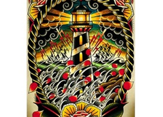 Last Port by Tyler Bredeweg Stormy Lighthouse Tattoo Framed Art Print