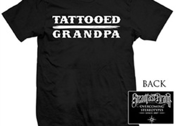 Mens Tattooed Grandpa by Steadfast Brand Tattoo Novelty Black T-Shirt