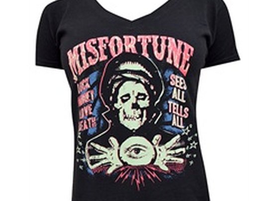 Womens Misfortune by Ian Mc Niel Fortune Teller Crystal Ball T Shirt