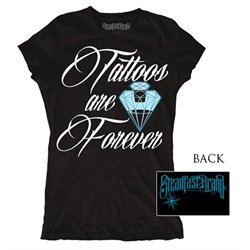 Womens Junior Tattoos Are Forever by Steadfast Blue Diamond T Shirt