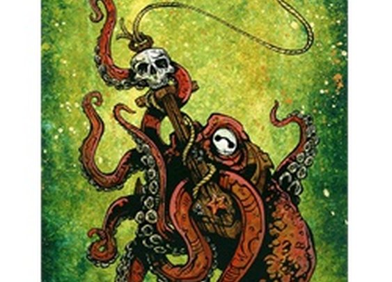 DL Hold Fast by David Lozeau Octopus w Skull Anchor Canvas Art Print
