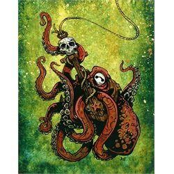 DL Hold Fast by David Lozeau Octopus w Skull Anchor Canvas Art Print
