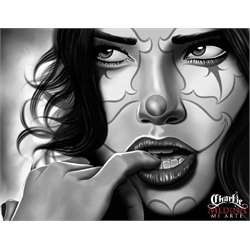 Clown Secrets by Charlie Medina Sexy Woman Tattoo Canvas Art Print