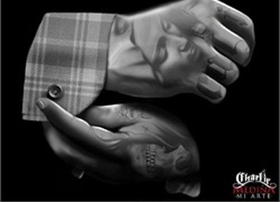 Keeping It G by Charlie Medina Gangsta Tattooed Hands Canvas Art Print