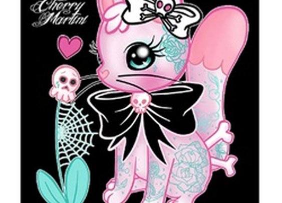 Tattoo Kitty by Miss Cherry Martini Tattooed Pink Cat Canvas Art Print