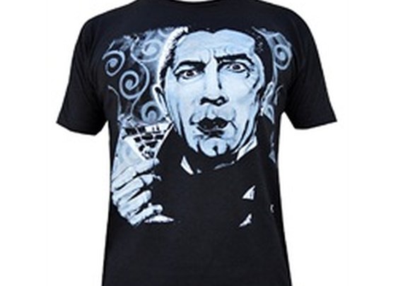 Mens I Never Drink Wine by Mike Bell Dracula Cocktail Black T Shirt
