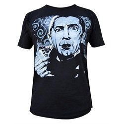 Mens I Never Drink Wine by Mike Bell Dracula Cocktail Black T Shirt