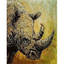 Friends in High Places by David Lozeau Rhinoceros Canvas Art Print