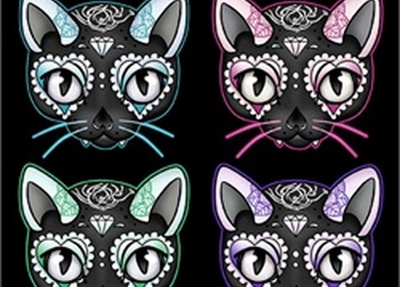 Cuter Kitty by Miss Cherry Martini Skull Cats Tattoo Canvas Art Print