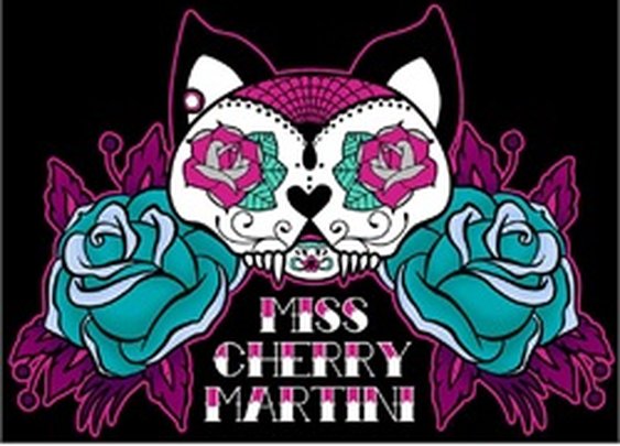Skull Kitty by Miss Cherry Martini Tattooed Cat Skull Canvas Art Print