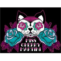 Skull Kitty by Miss Cherry Martini Tattooed Cat Skull Canvas Art Print