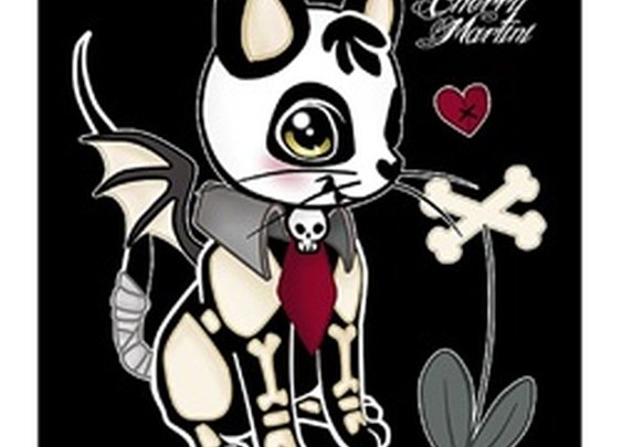 Dead Kitty by Miss Cherry Martini Skeleton Cat Bat Canvas Art Print