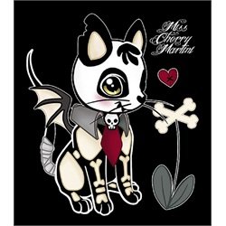 Dead Kitty by Miss Cherry Martini Skeleton Cat Bat Canvas Art Print