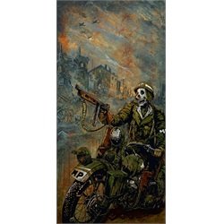 Charging to the Front by David Lozeau MP Motorcycle Canvas Art Print