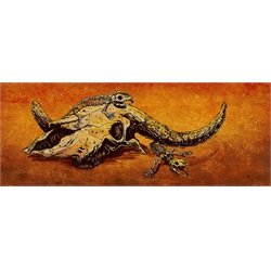 Desert Life by David Lozeau Bull Skull w Lizards Canvas Fine Art Print