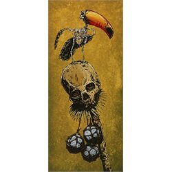 Jungle Perch by David Lozeau Skeleton Toucan Tribal Canvas Art Print