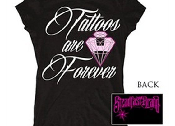 Womens Junior Tattoos Are Forever by Steadfast Pink Diamond T Shirt
