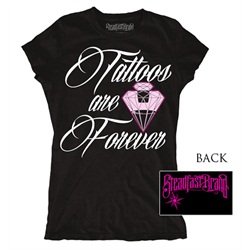 Womens Junior Tattoos Are Forever by Steadfast Pink Diamond T Shirt