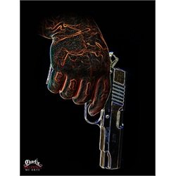 Cali by Charlie Medina Tattooed Knuckles w Gun Tattoo Canvas Art Print