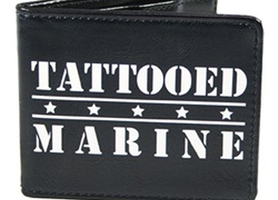 Mens Steadfast Brand Tattooed Marine Military Tattoo Gun Vegan Wallet
