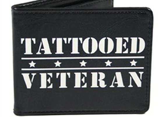 Mens Steadfast Brand Tattooed Veteran Military Tattoo Gun Vegan Wallet