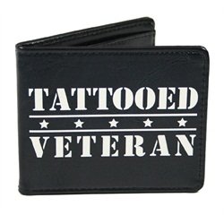Mens Steadfast Brand Tattooed Veteran Military Tattoo Gun Vegan Wallet