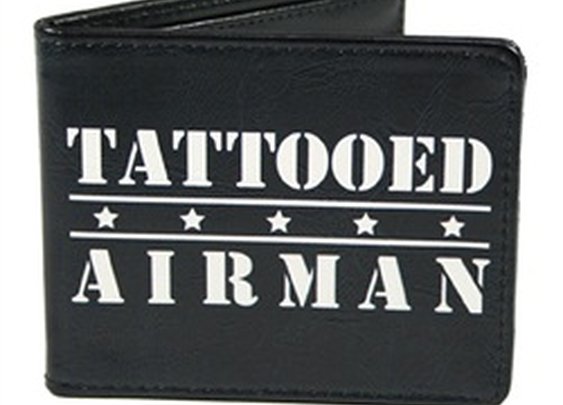 Mens Steadfast Brand Tattooed Airman Military Tattoo Gun Vegan Wallet