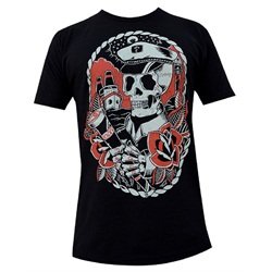 Mens Homeward by Adi Nautical Skeleton Captain Spyglass Tattoo T Shirt