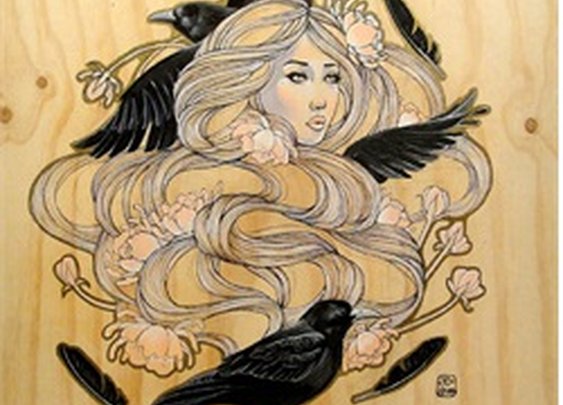The Raven by Amy Dowell Woman w/ Black Birds Canvas Giclee Art Print