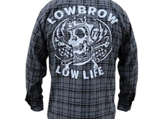 Mens Low Life by Adi Lowbrow Tattoo Long-Sleeve Plaid Flannel Shirt