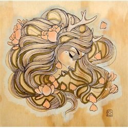 A Lonely Gaze by Amy Dowell Womens w Antlers & Petals Canvas Art Print