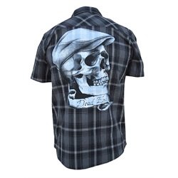 Mens Dead End by Leon Morley Skull w Cap Tattoo Plaid Button Up Shirt