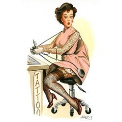 Tattooed Betty by Alex Nunez Pin-Up Girl w Tattoo Gun Canvas Art Print