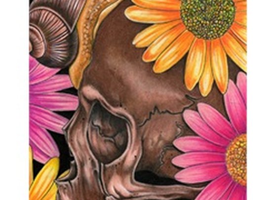 The Morning After by Michael Madison Floral Skull Canvas Art Print