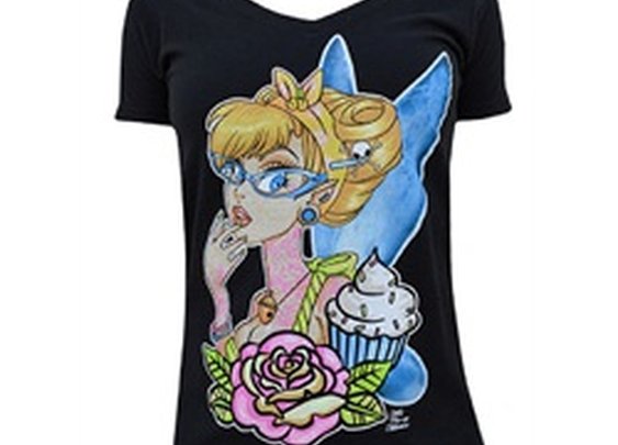 Womens Tattooed Fairy by Miss Cherry Martini Tinkerbell Tink T Shirt