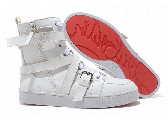 Christian Louboutin Spacer Flat High Top Women Sneakers Leather White