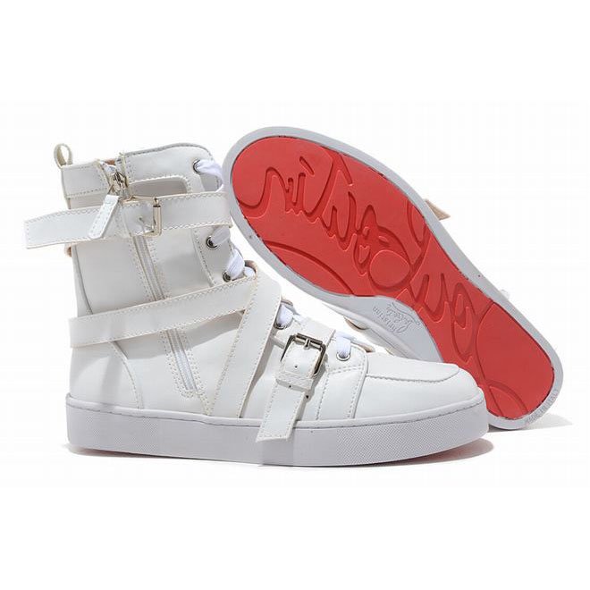 Christian Louboutin Spacer Flat High Top Women Sneakers Leather White