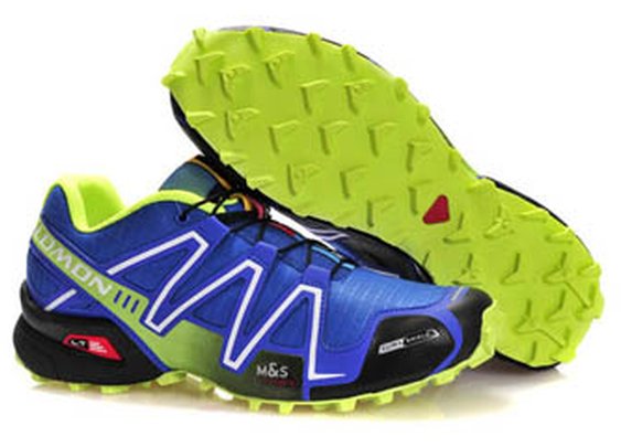 Salomon Footwear Speedcross 3 Athletic Running Sports Man Shoes Outdoor Cosmos Blue Pop Green Black