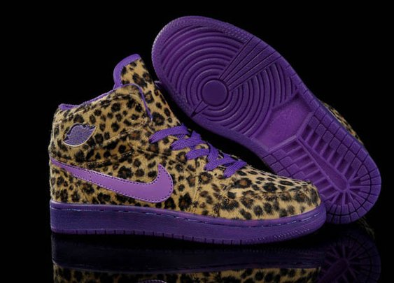 Women Air Jordan 1 Leopard Purple Basketball Shoes