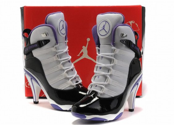 nike air jordan 6 rings heels white/black/purple online cheap