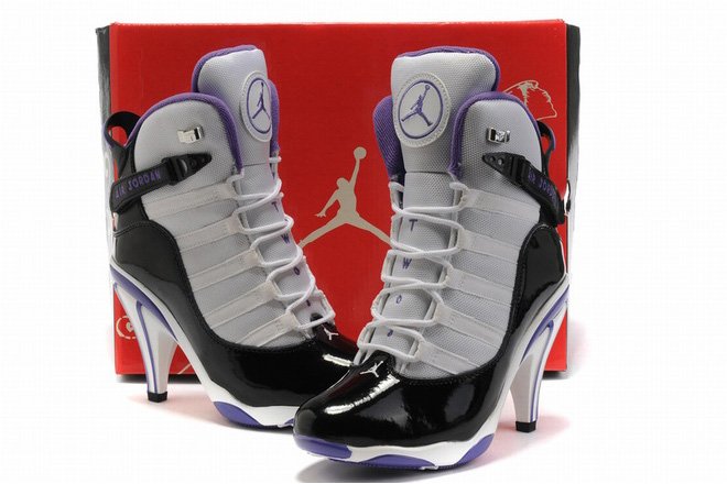 nike air jordan 6 rings heels white/black/purple online cheap