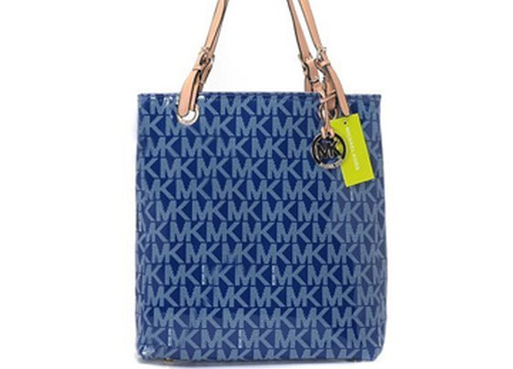 Michael Kors Jet Set Logo Large Blue Tote Bags