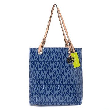 Michael Kors Jet Set Logo Large Blue Tote Bags