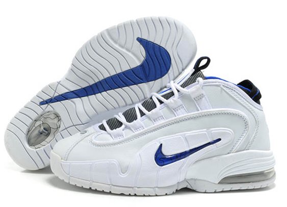 nike penny one all white and royal blue basketball men shoe