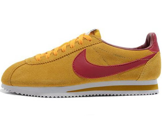 Nike Classic Cortez Vintage Suede Trainers Khaki Red Womens