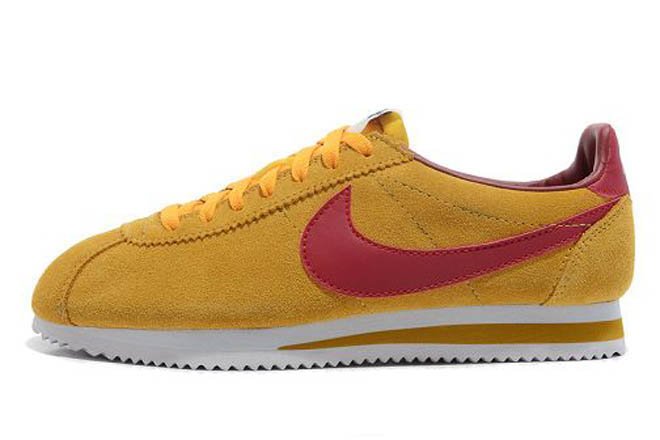 Nike Classic Cortez Vintage Suede Trainers Khaki Red Womens