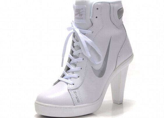 nike dunk sb mid heels white and silver for sale
